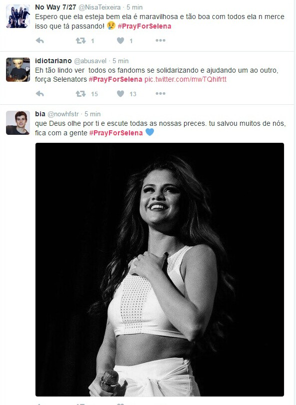 Fãs de Selena Gomez iniciam corrente de orações (Foto: Reprodução/Twitter)