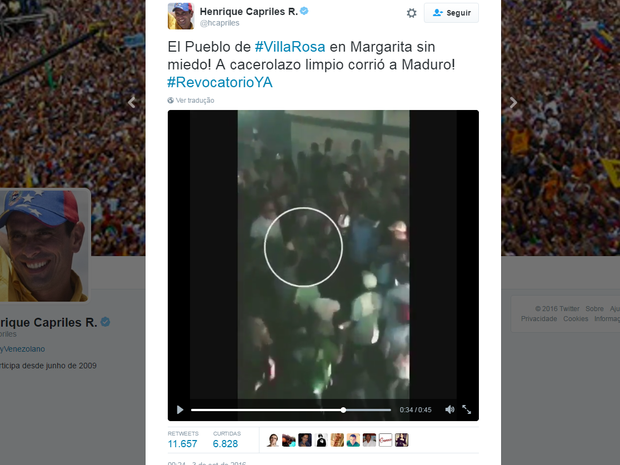 Vídeo mostra manifestantes vaiando o presidente venezuelano Nicolás Maduro na sexta (2) (Foto: Reprodução/Twitter)
