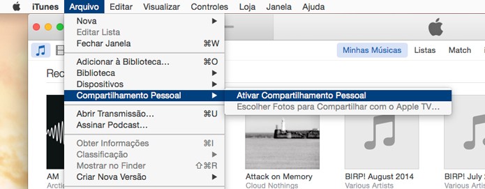 Ative a opção de compartilhamento (Foto: Reprodução/André Sugai)
