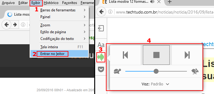 Acessando o modo narração no Firefox (Foto: Reprodução/Edivaldo Brito)