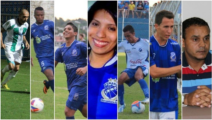 Fábio Gomes, Filipe Cristiano, Rivelino, Patrícia Serudo, Leozinho, Tety e Igor Cearense são ex-penarolenses que formam espinha dorsal do Manaus FC (Foto: GloboEsporte.com)