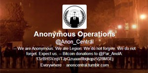 Conta do Anonymous no Twitter (foto) foi invadida por outros hackers (Foto: Reprodução)