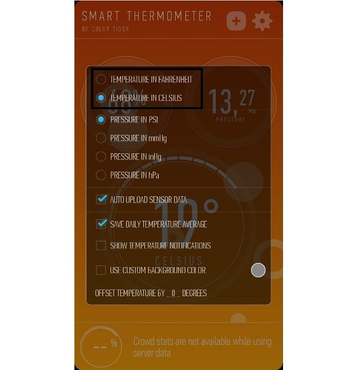 Configurando a temperatura em Fahrenheit ou em Celsius (Foto: Reprodução/Lívia Dâmaso)