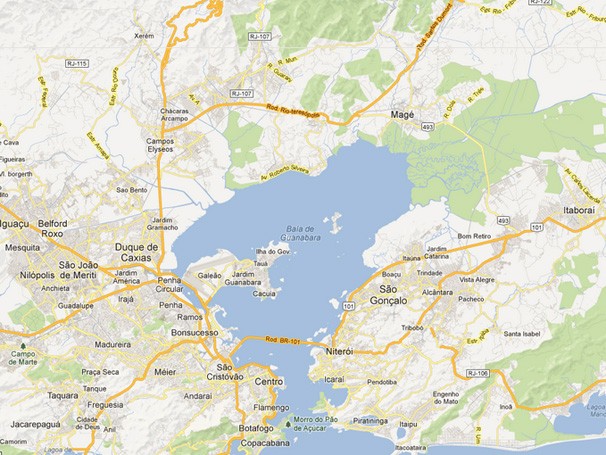 Mapa da baía mostra região metropolitana no entorno do estuário (Foto: Divulgação/ Google Maps)