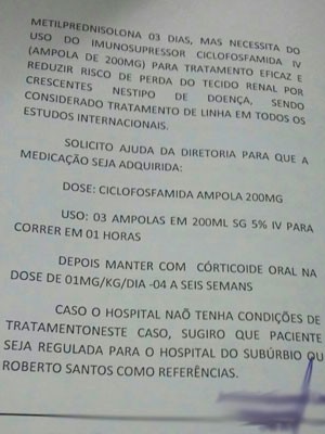 Trecho do relatório médico feito no dia 19 de junho (Foto: Divulgação / Ricardo Sizilio)