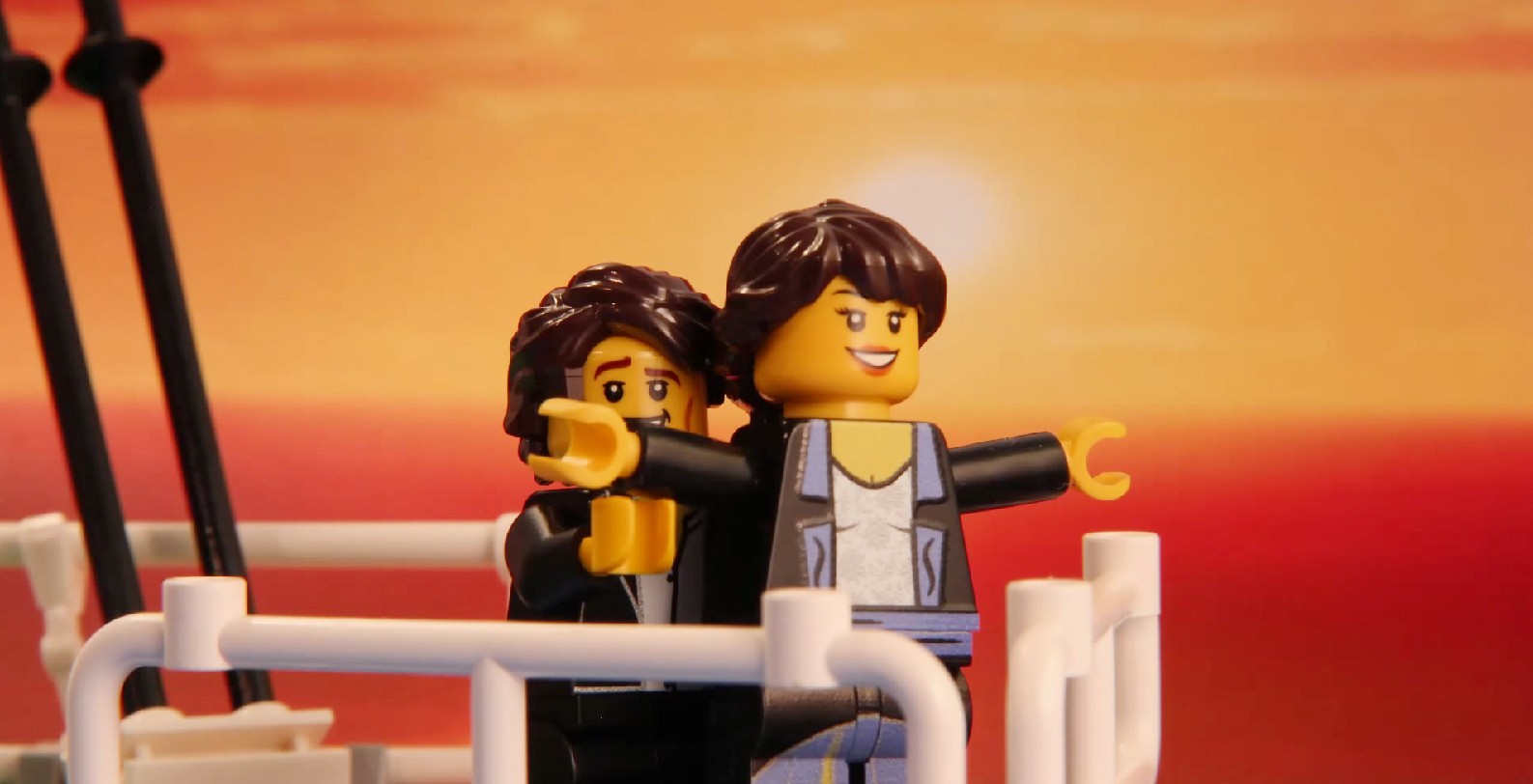 Cena de Titanic retratada por Morgan Spence com peças de Lego (Foto: Reprodução/YouTube)