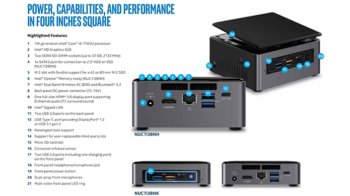 Embora compacto, NUC conta com arsenal de interfaces e recursos (Foto: Divulgação/Intel)