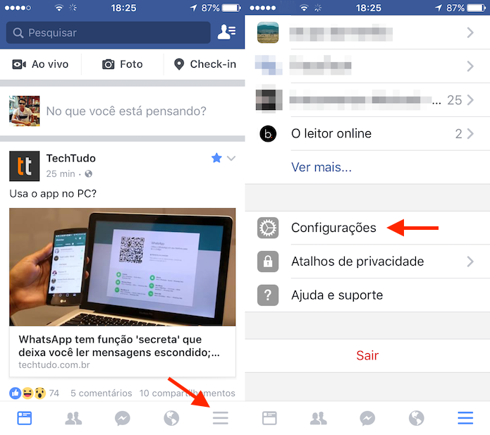 Caminho para as configurações do Facebook para iPhone (Foto: Reprodução/Marvin Costa) (Foto: Caminho para as configurações do Facebook para iPhone (Foto: Reprodução/Marvin Costa)) Caminho para as configurações do Facebook para iPhone (Foto: Reprodução/Marvin Costa) (Foto: Caminho para as configurações do Facebook para iPhone (Foto: Reprodução/Marvin Costa))