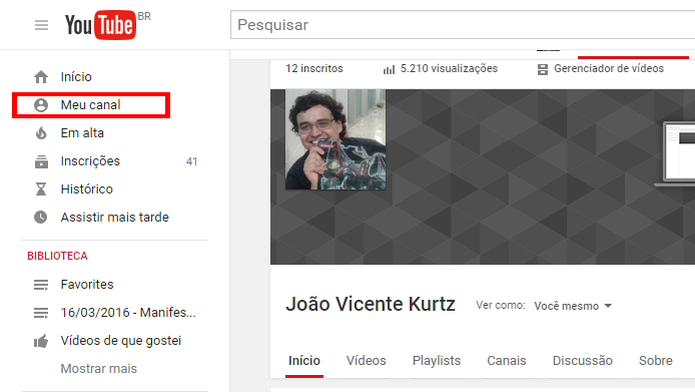 Customização dá um look único para canais do YouTube (Foto: Reprodução/João Kurtz) Customização dá um look único para canais do YouTube (Foto: Reprodução/João Kurtz)