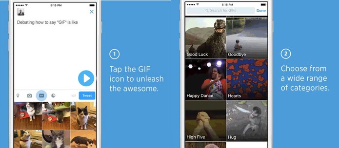 Twitter agora oferece busca por GIFs para tuítes e mensagens diretas (Foto: Divulgação/Twitter)