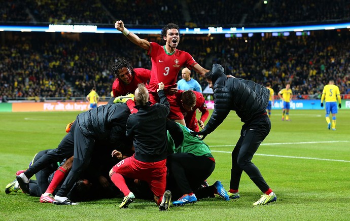 portugal comemora, Suecia x Portugal (Foto: Getty Images)