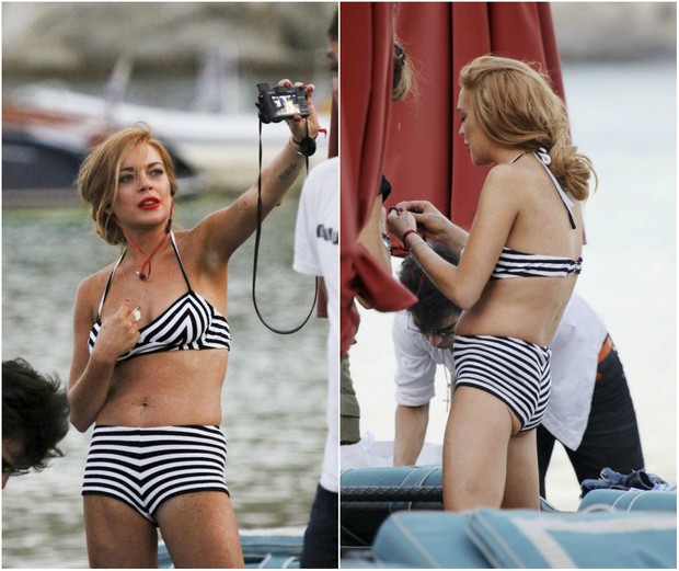EGO Lindsay Lohan chama atenção por bumbum negativo em dia de praia notícias de Biquíni