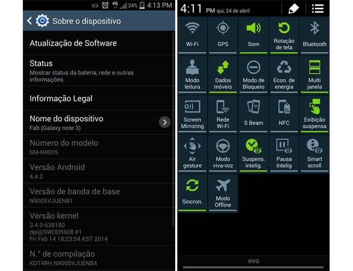 Note traz muitas opções de sensores para o usuário em seu Android nativo (Foto: Reprodução) Note traz muitas opções de sensores para o usuário em seu Android nativo (Foto: Reprodução)