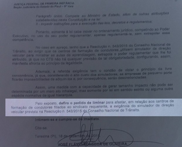 Liminar suspendeu uso obrigatório de simuladores nas autoescolas do Piauí (Foto: Reprodução)