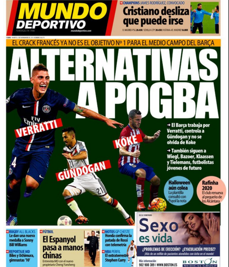 Capa do Mundo Deportivo alternativas Pogba