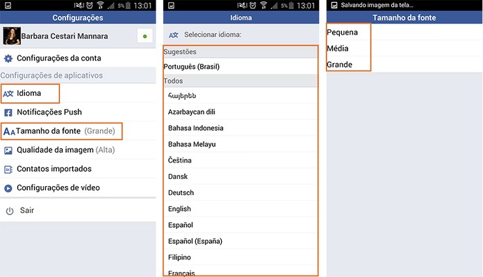 Altere o tamanho da fonte e o idioma do Facebook Lite (Foto: Reprodução/Barbara Mannara)