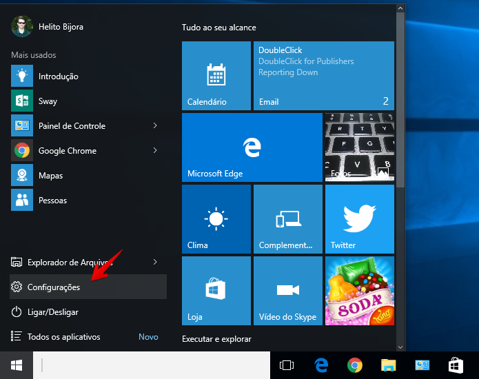 Acesse as configuraes do Windows 10 Foto ReproduoHelito Bijora