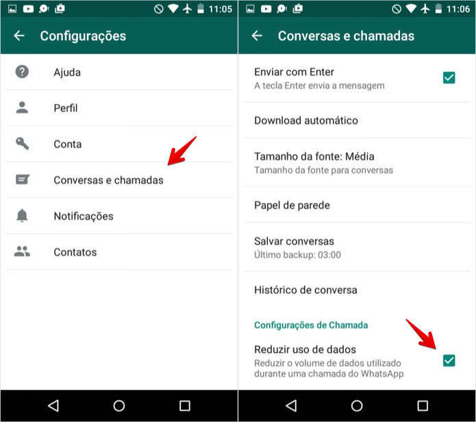 Ativando a economia de dados no WhatsApp para Android (Foto: Reprodução/Helito Bijora)