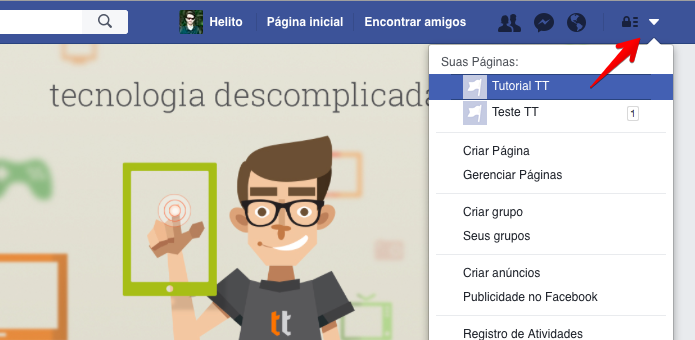 Acesse a sua página do Facebook (Foto: Reprodução/Helito Bijora)