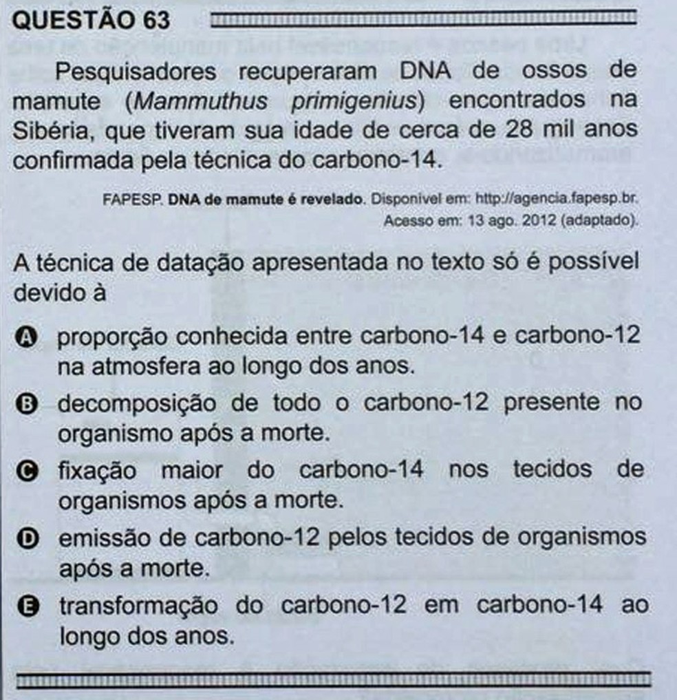 ENEM 2016 - 1º DIA - PROVA BRANCA - QUESTÃO 63 (Foto: G1 )