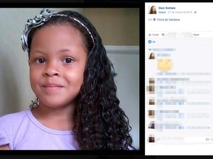 Gabrielly Gomes de 7 anos está desaparecida na Bahia (Foto: Reprodução/Facebook)