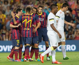 neymar comemoração barcelona x santos (Foto: MASTRANGELO REINO/Agência Estado)