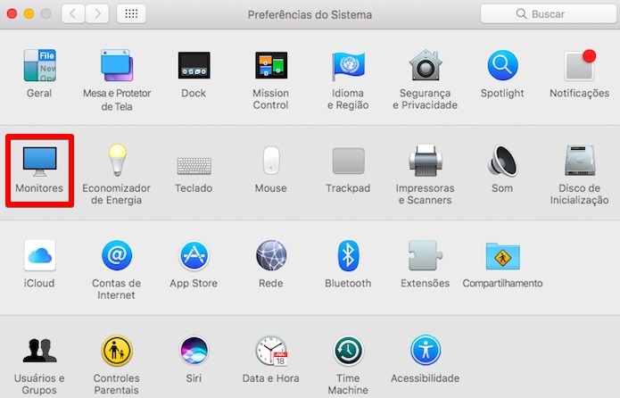 Abra as configurações de monitores (Foto: Reprodução/Helito Bijora)