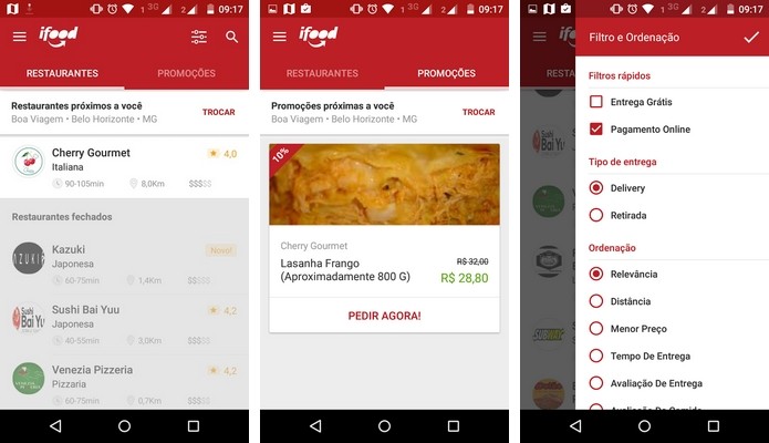iFood permite pedir comida em casa pelo celular (Foto: Reprodução/Raquel Freire)
