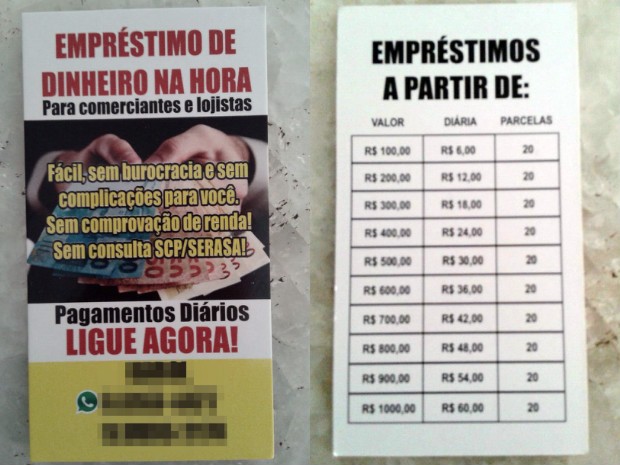 Cartão distribuído mostra de que forma o empréstimo deve ser pago (Foto: Reprodução)