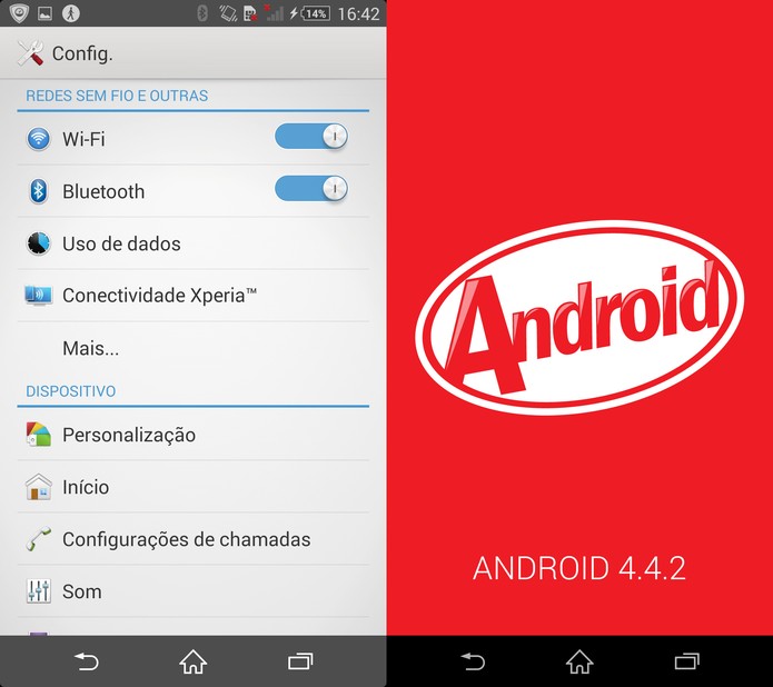 Xperia Z2 roda a versão KitKat do Android (Foto: Reprodução)