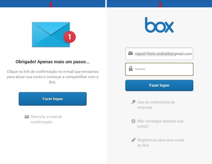Etapa de confirmação de e-mail para conclusão do perfil no Box (Foto: Reprodução/Raquel Freire)