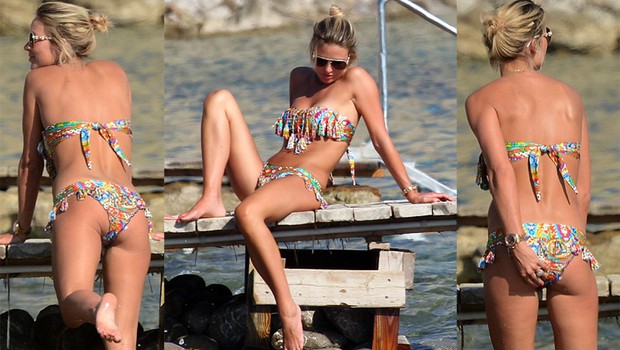 Alex Gerrard - mulher de jogador fica à vontade em Ibiza (Foto: XposurePhotos e Splash News)
