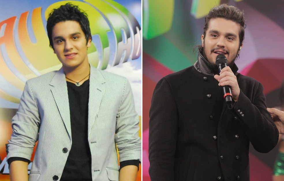 Luan Santana em um dos primeiros 'Melhores do Ano' e em 2016 (Foto: João Miguel Júnior/TV Globo e Inácio Moraes/Gshow)