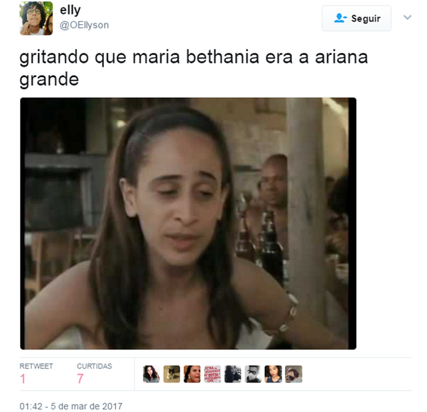 Maria Bethânia é comparada a Ariana Grande (Foto: Reprodução/Twitter)
