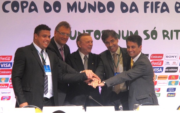 Marin, Valcke, Bebeto, Ronaldo e Luis Fernandes, Copa do Mundo (Foto: Fellipe Costa / Globoesporte.com)