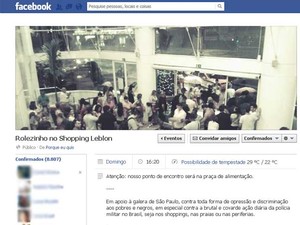 Até as 22h desta sexta-feira (17), mais de 8 mil pessoas haviam confirmado presença no 'Rolezinho' no Shopping Leblon  (Foto: Reprodução/Facebook)