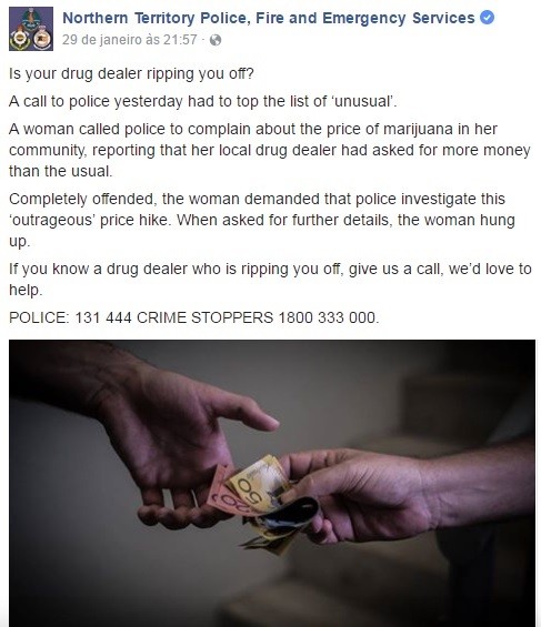 Resultado de imagem para Mulher liga para polícia para reclamar do preço da maconha