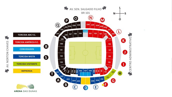 Mapa da Arena das Dunas