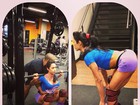 Gracyanne Barbosa mostra perna com músculos saltados