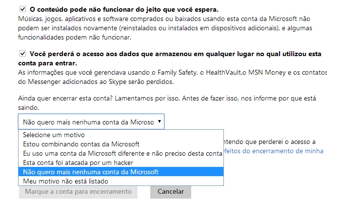 Leia os avisos e escolha um motivo (Foto: Reprodução/Paulo Alves)