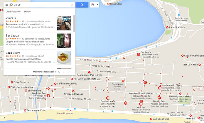 Estabelecimentos específicos buscados no Google Maps (Foto: Reprodução/Marvin Costa)