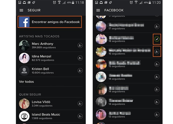 Busque por seus amigos do Facebook para seguir no Spotify (Foto: Reprodução/Barbara Mannara)