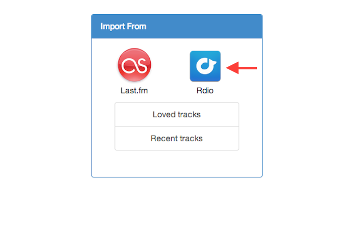 Clicando sobre o ícone do Rdio no serviço Playstist Exchance (Foto: Reprodução/Marvin Costa)