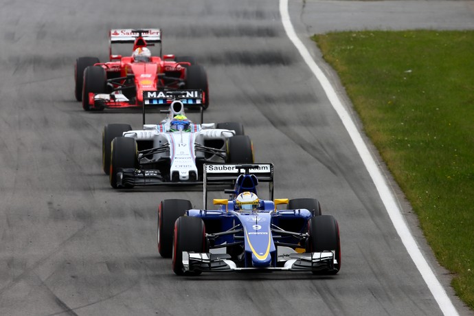 De trás para frente, Sebastian Vettel, Felipe Massa e Marcus Ericsson no GP do Canadá (Foto: Getty Images)