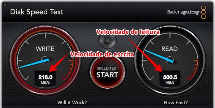 Verificando a velocidade de gravação e leitura do disco (Foto: Reprodução/Helito Bijora)
