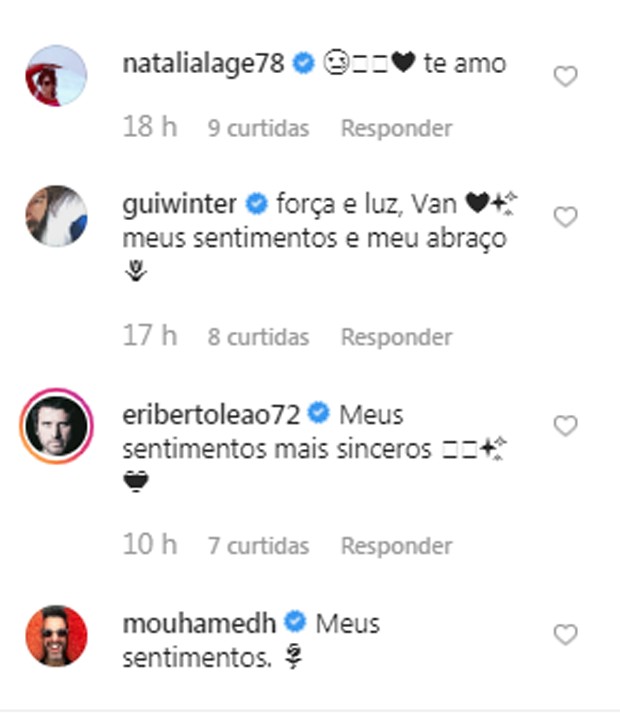 Vanessa Gerbelli recebe apoio de amigos (Foto: Reprodução/Instagram) Vanessa Gerbelli recebe apoio de amigos (Foto: Reprodução/Instagram)
