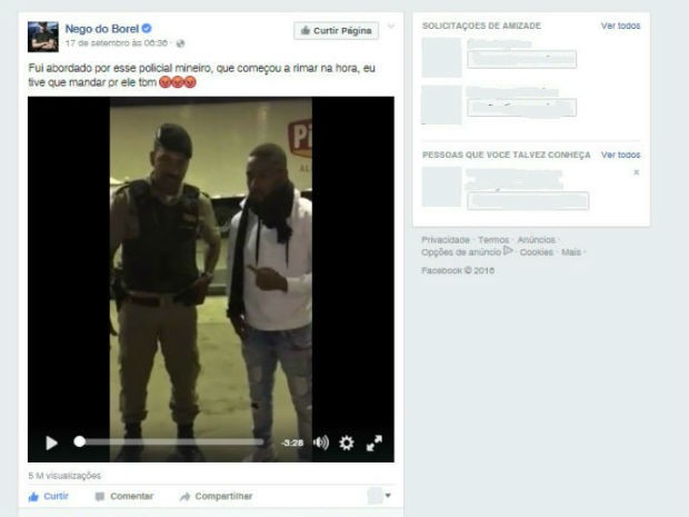 Nego do Borel postou vídeo em sua página (Foto: Reprodução/Facebook)