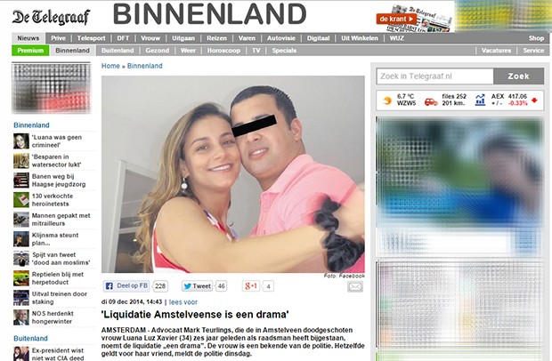 Jornais holandeses trataram crime contra tocantinense como execução (Foto: Reprodução/De Telegraaf)