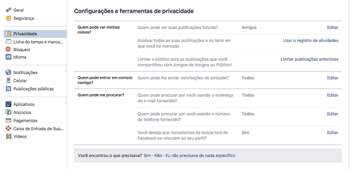 Facebook oferece boas opções de privacidade para fins de namoro (Foto: Reprodução/Felipe Vinha)