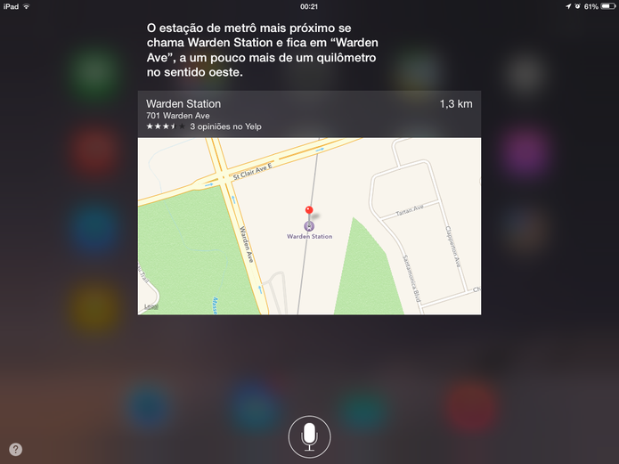Siri é capaz de indicar estações próximas ou restaurantes da região para usuário (Foto: Reprodução/Elson de Souza)